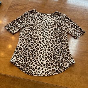 Rebecca Taylor Linen Animal Print short sleeved XS blouse